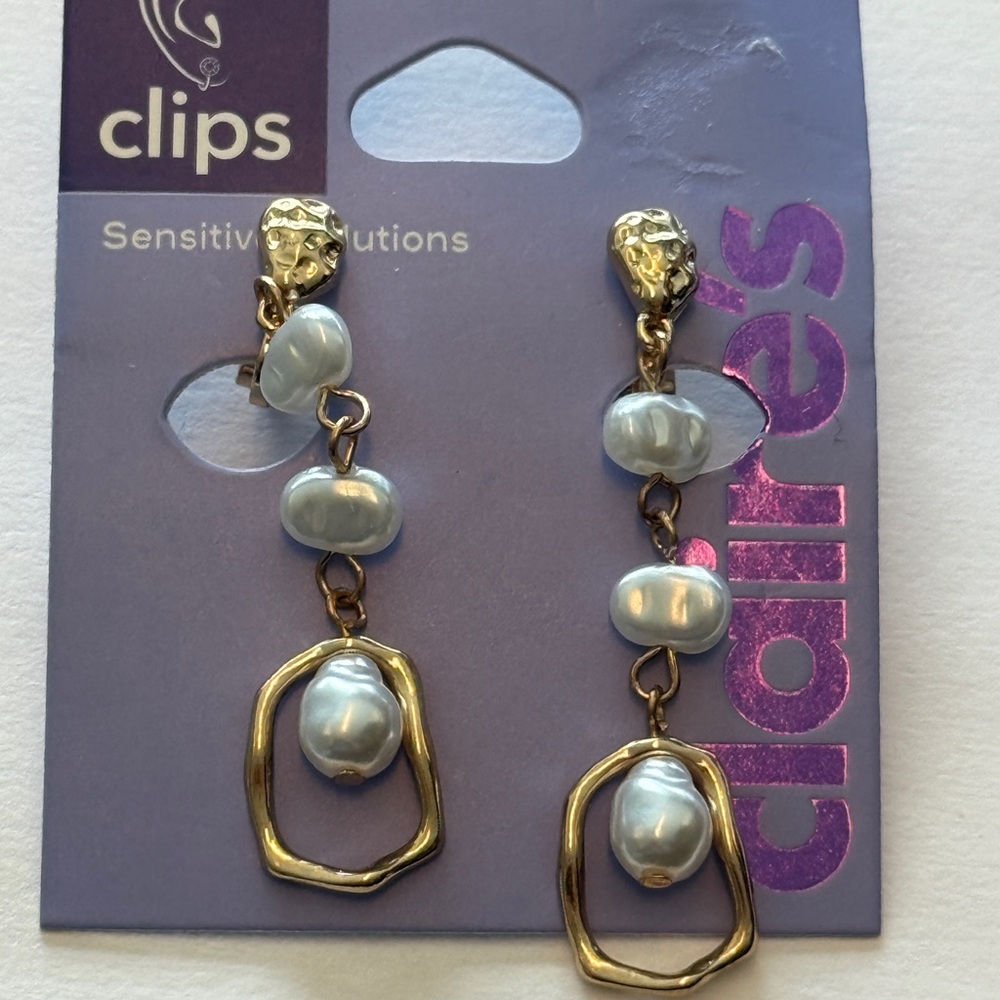 Claire's Gold and Light Blue Dangle Earrings